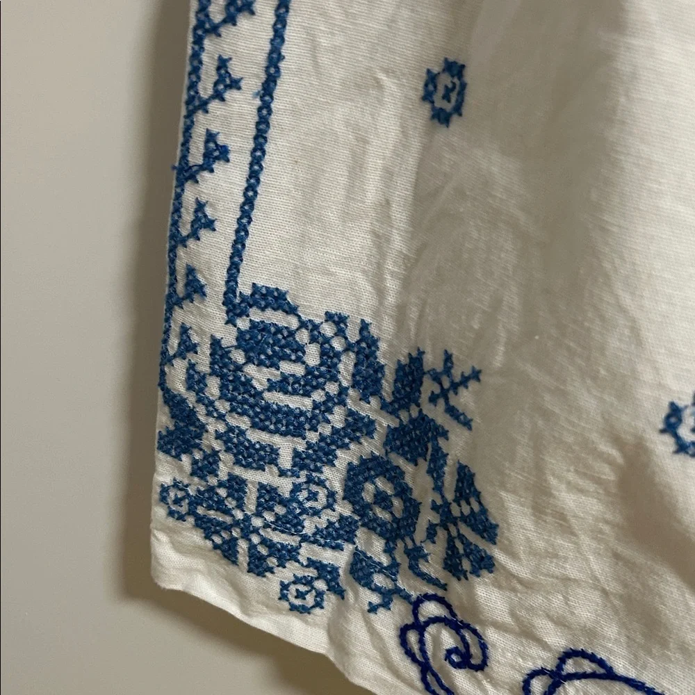 Sezane White Floral Linen Embroidered High Waist Shorts - Picture 4 of 5